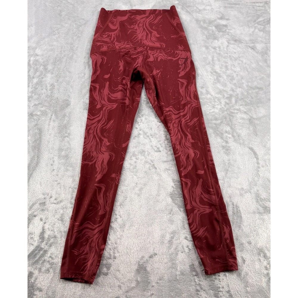Gymshark Power High Rise Leggings Women Size S Maroon Gym Athletic Waist Support